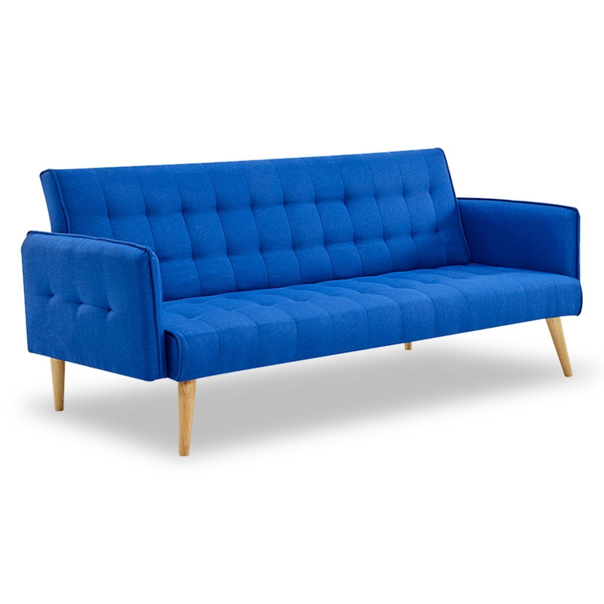 Sarantino Sofa Sarantino 3 Seater Modular Linen Fabric Sofa Bed Couch Armrest - Blue