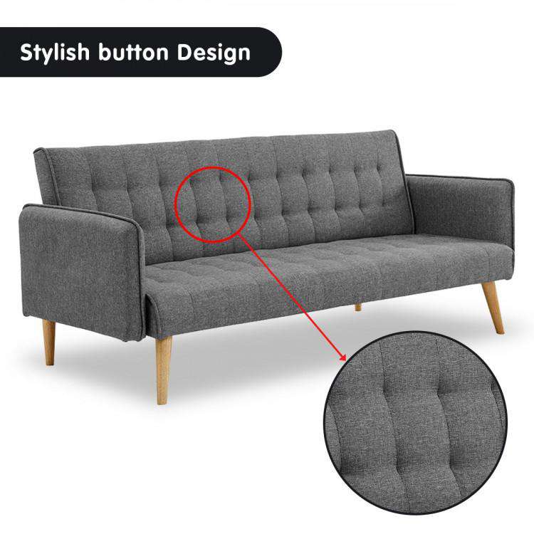 Sarantino Sofa Sarantino 3 Seater Modular Linen Fabric Sofa Bed Couch Armrest Grey