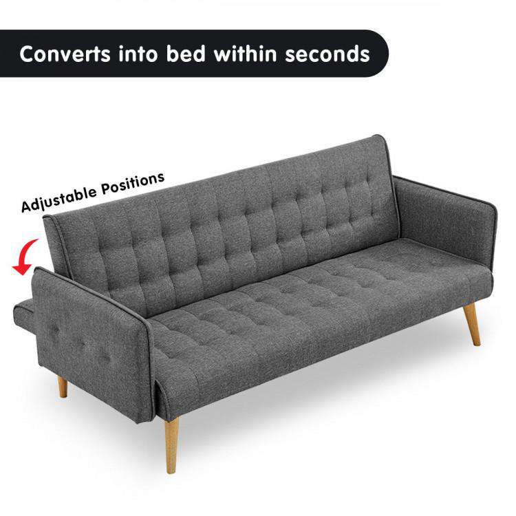 Sarantino Sofa Sarantino 3 Seater Modular Linen Fabric Sofa Bed Couch Armrest Grey