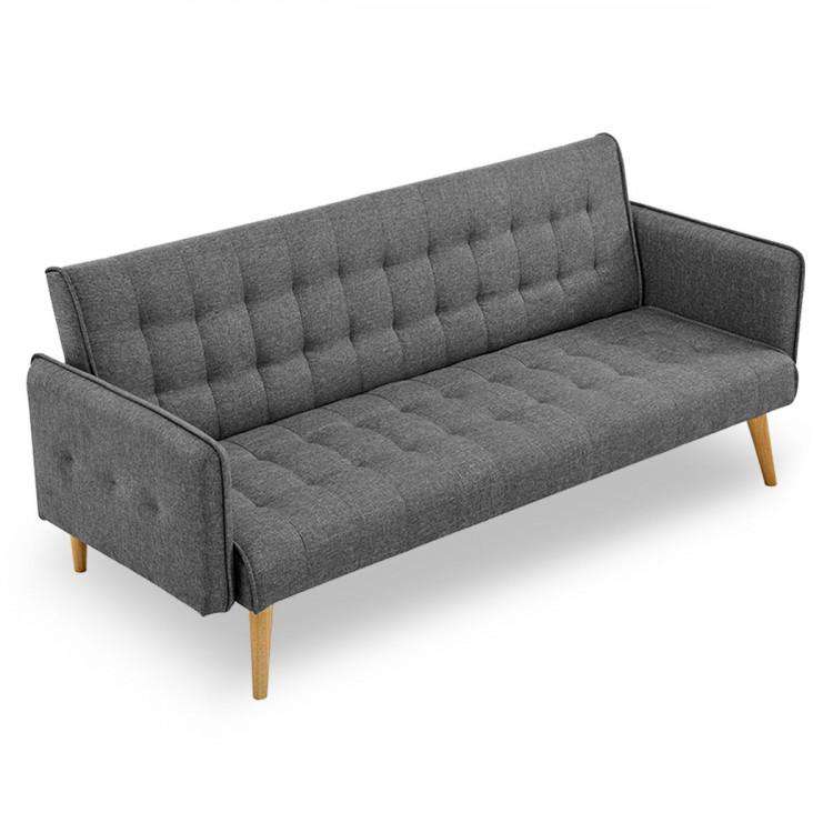 Sarantino Sofa Sarantino 3 Seater Modular Linen Fabric Sofa Bed Couch Armrest Grey