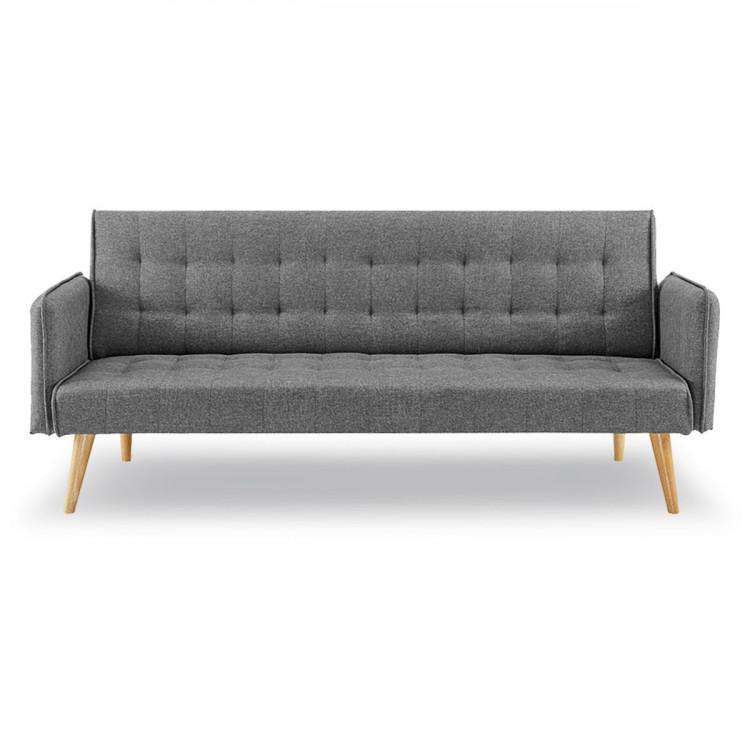 Sarantino Sofa Sarantino 3 Seater Modular Linen Fabric Sofa Bed Couch Armrest Grey