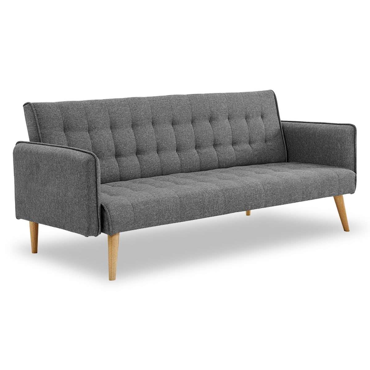 Sarantino Sofa Sarantino 3 Seater Modular Linen Fabric Sofa Bed Couch Armrest Grey