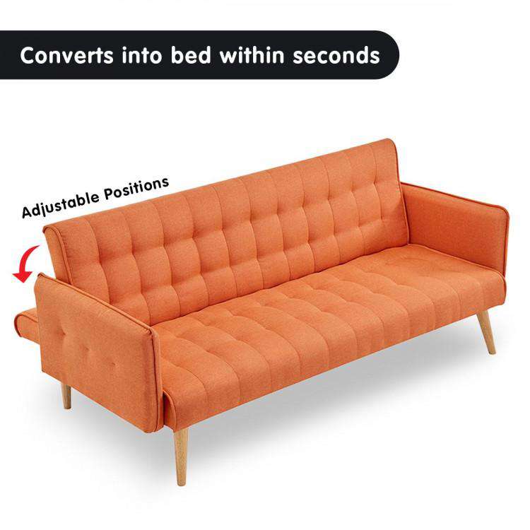 Sarantino Sofa Sarantino 3 Seater Modular Linen Fabric Sofa Bed Couch Armrest Orange