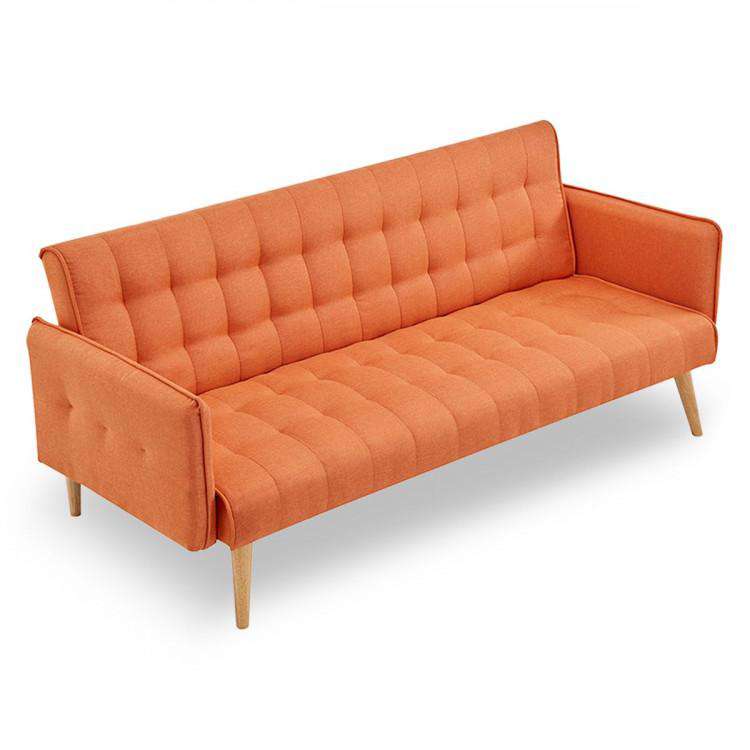 Sarantino Sofa Sarantino 3 Seater Modular Linen Fabric Sofa Bed Couch Armrest Orange