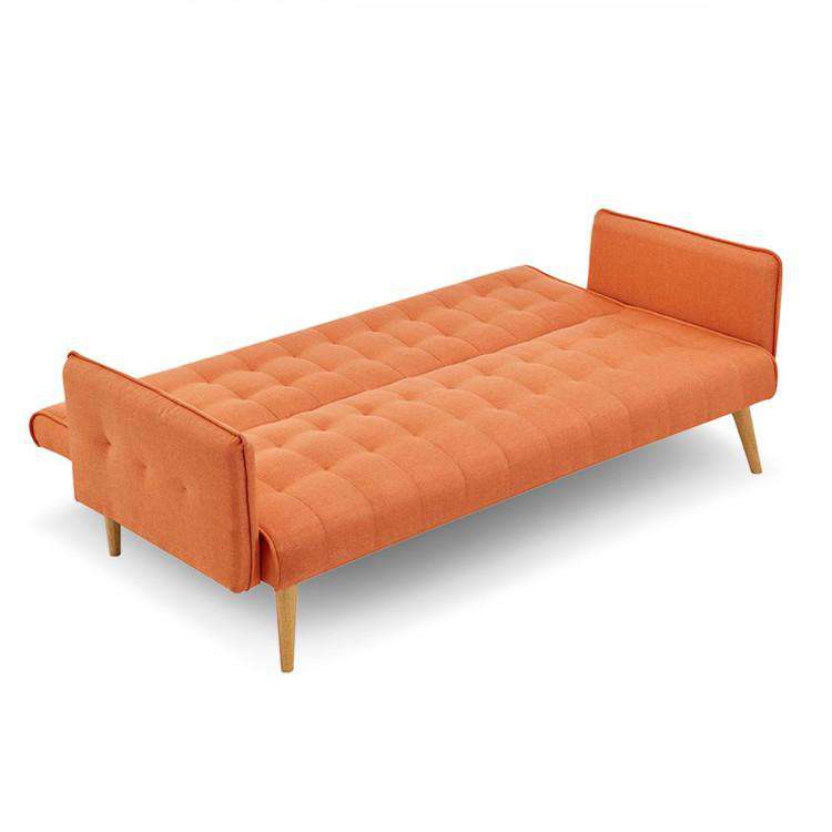 Sarantino Sofa Sarantino 3 Seater Modular Linen Fabric Sofa Bed Couch Armrest Orange