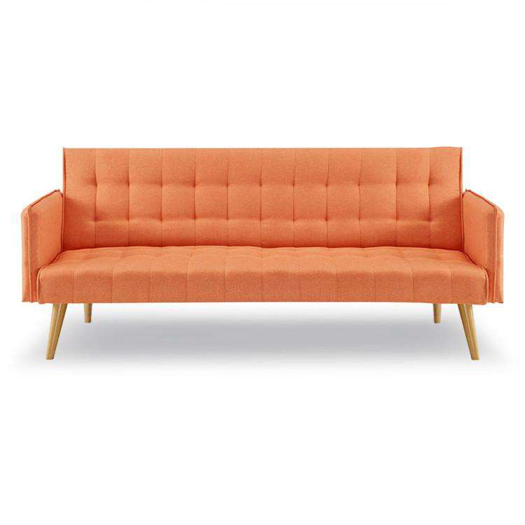Sarantino Sofa Sarantino 3 Seater Modular Linen Fabric Sofa Bed Couch Armrest Orange