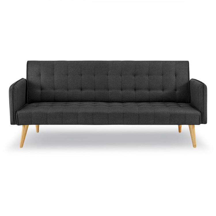 Sarantino Sofa Sarantino 3 Seater Modular Linen Fabric Sofa Bed Couch - Black