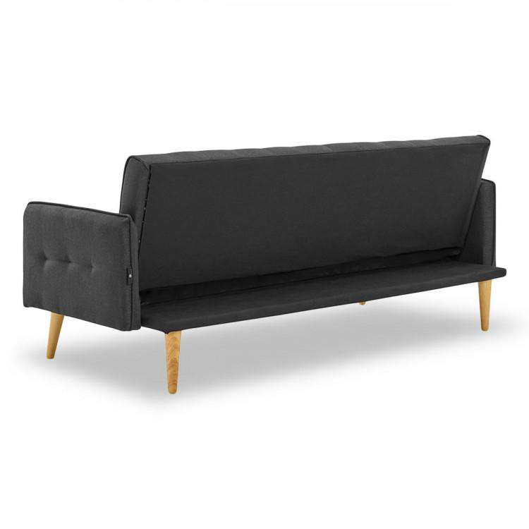 Sarantino Sofa Sarantino 3 Seater Modular Linen Fabric Sofa Bed Couch - Black