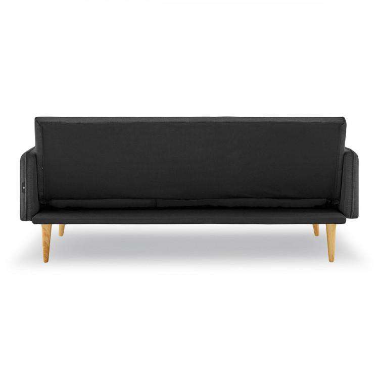 Sarantino Sofa Sarantino 3 Seater Modular Linen Fabric Sofa Bed Couch - Black
