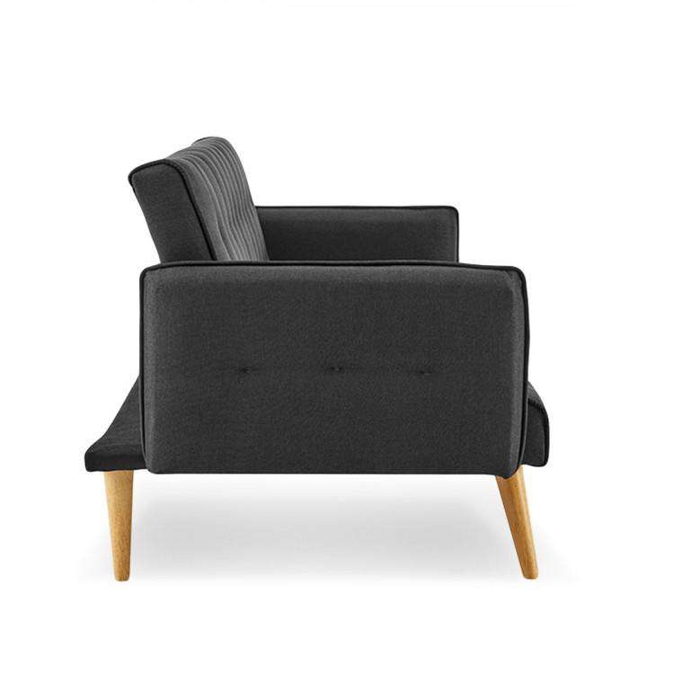 Sarantino Sofa Sarantino 3 Seater Modular Linen Fabric Sofa Bed Couch - Black