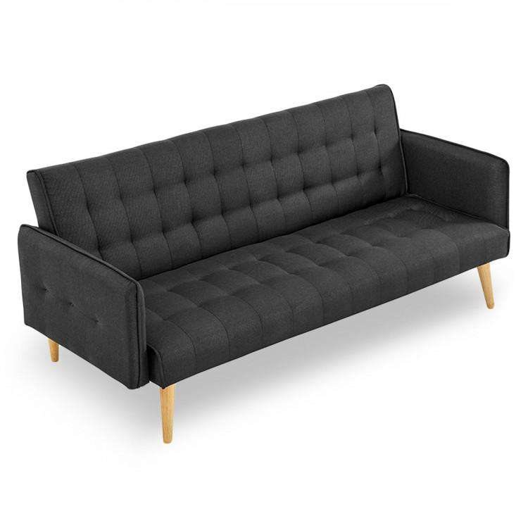 Sarantino Sofa Sarantino 3 Seater Modular Linen Fabric Sofa Bed Couch - Black