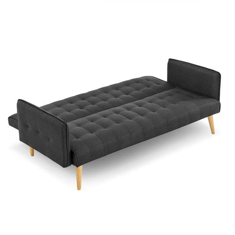 Sarantino Sofa Sarantino 3 Seater Modular Linen Fabric Sofa Bed Couch - Black