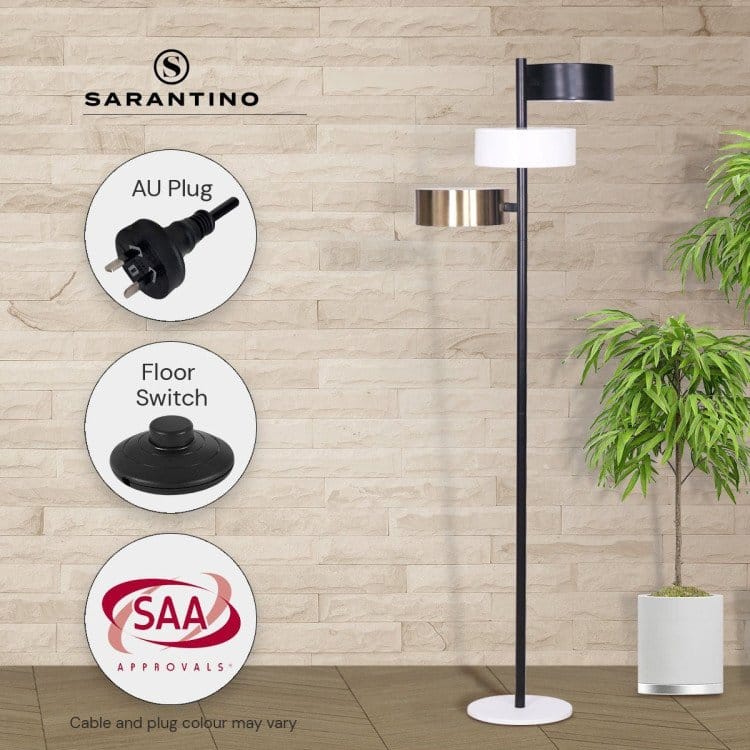 Sarantino Lamp SARANTINO 3-SHADE METAL FLOOR LAMP