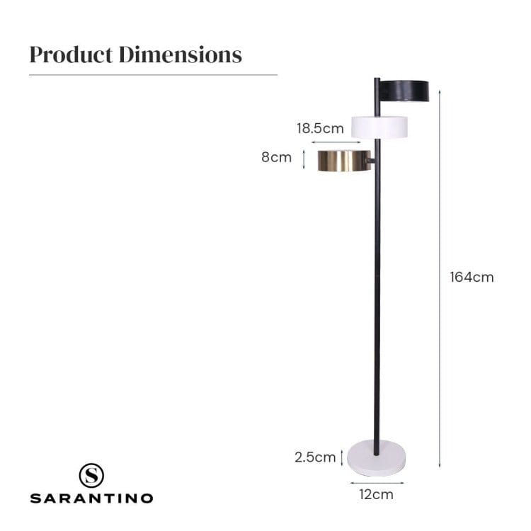 Sarantino Lamp SARANTINO 3-SHADE METAL FLOOR LAMP