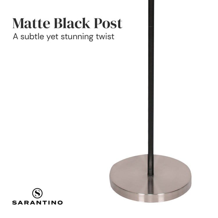 Sarantino Lamp SARANTINO 3-SHADE METAL FLOOR LAMP NICKEL & MATTE BLACK FINISH