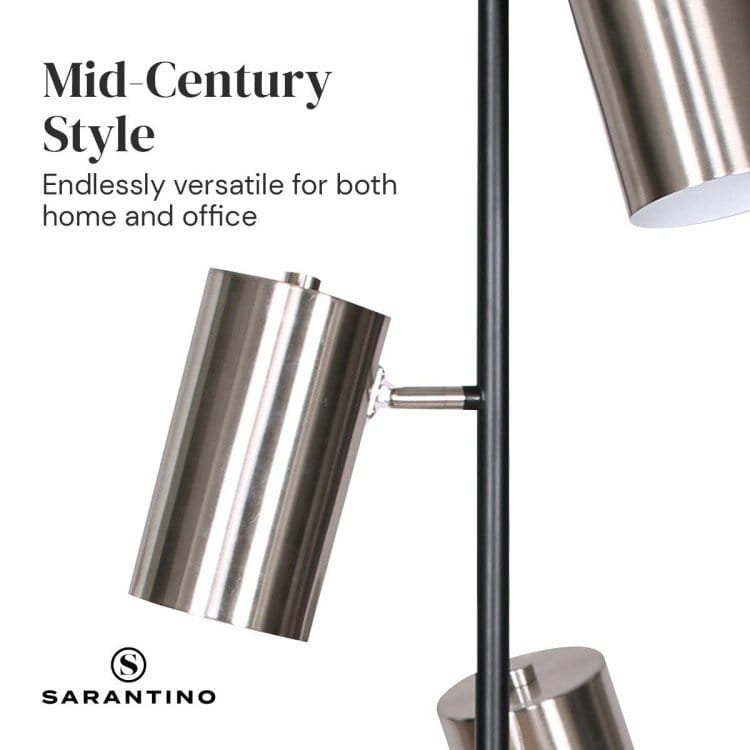 Sarantino Lamp SARANTINO 3-SHADE METAL FLOOR LAMP NICKEL & MATTE BLACK FINISH