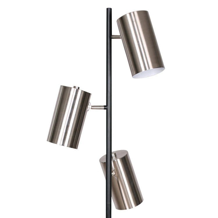 Sarantino Lamp SARANTINO 3-SHADE METAL FLOOR LAMP NICKEL & MATTE BLACK FINISH