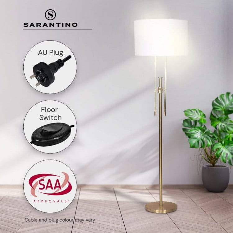 Sarantino Lamp SARANTINO BRUSHED GOLD HEIGHT-ADJUSTABLE METAL FLOOR LAMP