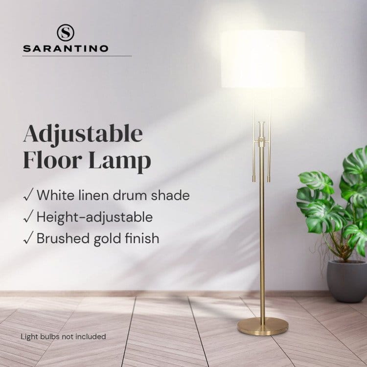 Sarantino Lamp SARANTINO BRUSHED GOLD HEIGHT-ADJUSTABLE METAL FLOOR LAMP