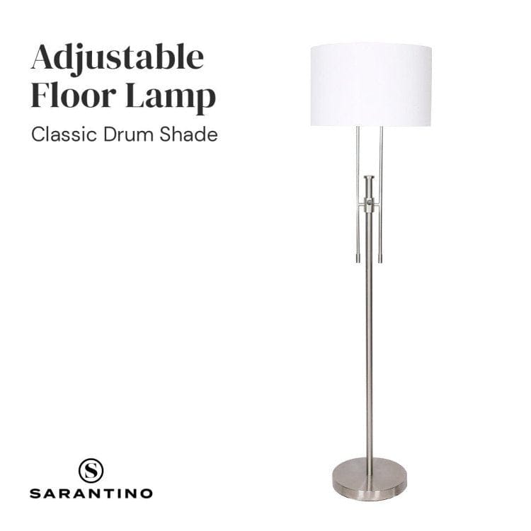 Sarantino Lamp SARANTINO BRUSHED NICKEL HEIGHT-ADJUSTABLE METAL FLOOR LAMP