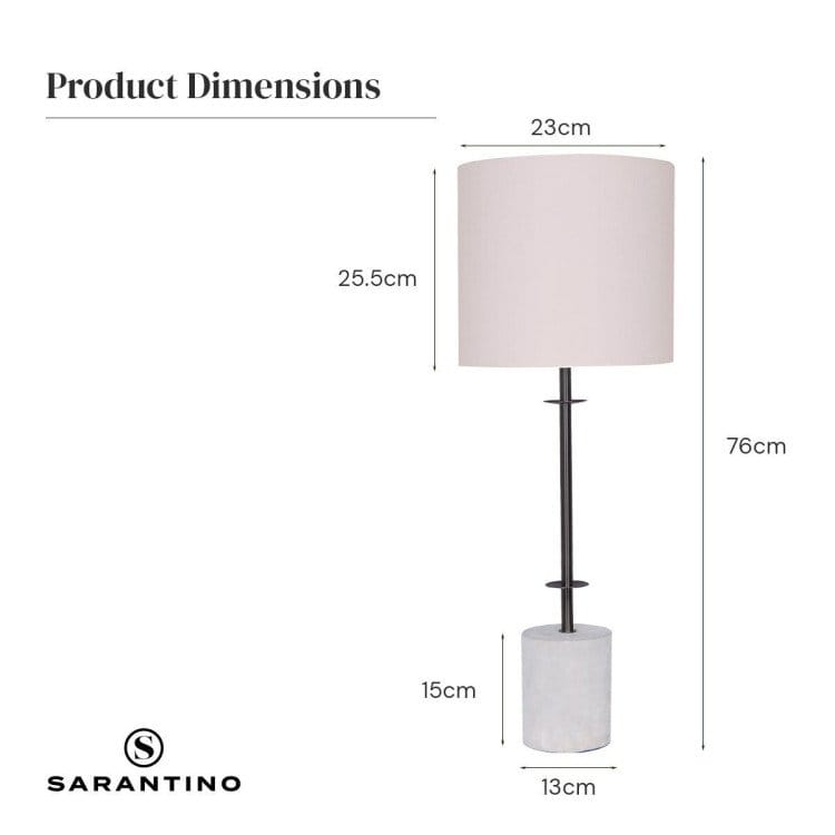 Sarantino Lamp SARANTINO CONCRETE & METAL TABLE LAMP WITH OFF-WHITE LINEN SHADE