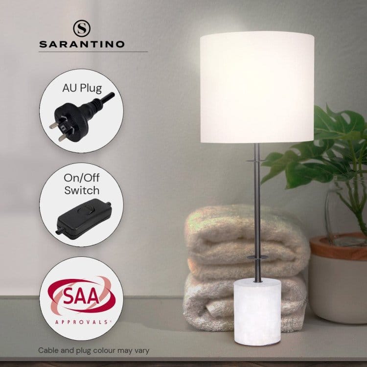 Sarantino Lamp SARANTINO CONCRETE & METAL TABLE LAMP WITH OFF-WHITE LINEN SHADE