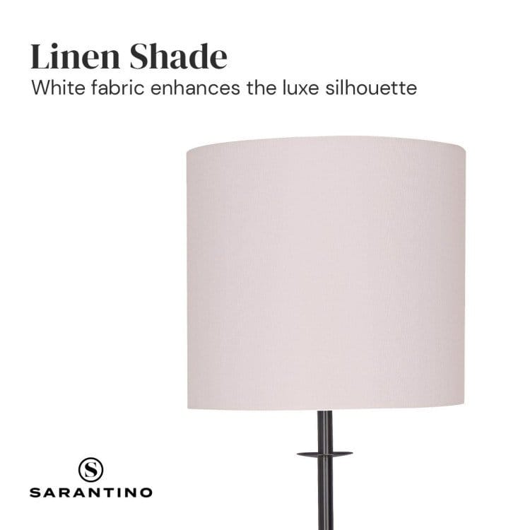 Sarantino Lamp SARANTINO CONCRETE & METAL TABLE LAMP WITH OFF-WHITE LINEN SHADE