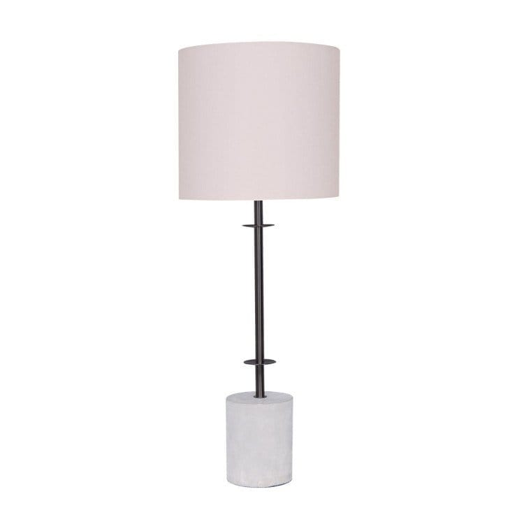 Sarantino Lamp SARANTINO CONCRETE & METAL TABLE LAMP WITH OFF-WHITE LINEN SHADE