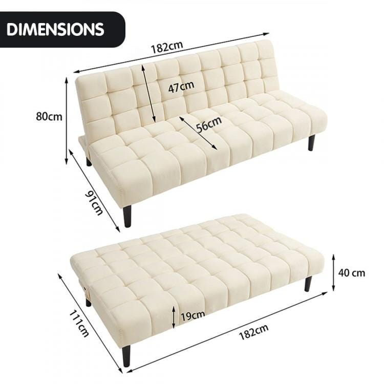 Sarantino Sofa SARANTINO FAUX SUEDE FABRIC SOFA BED FURNITURE LOUNGE SEAT BEIGE