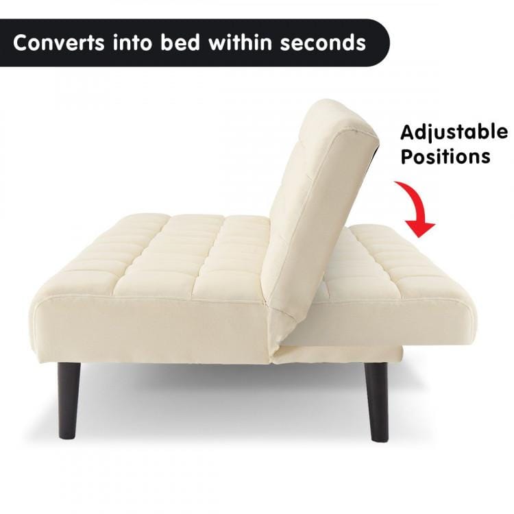 Sarantino Sofa SARANTINO FAUX SUEDE FABRIC SOFA BED FURNITURE LOUNGE SEAT BEIGE