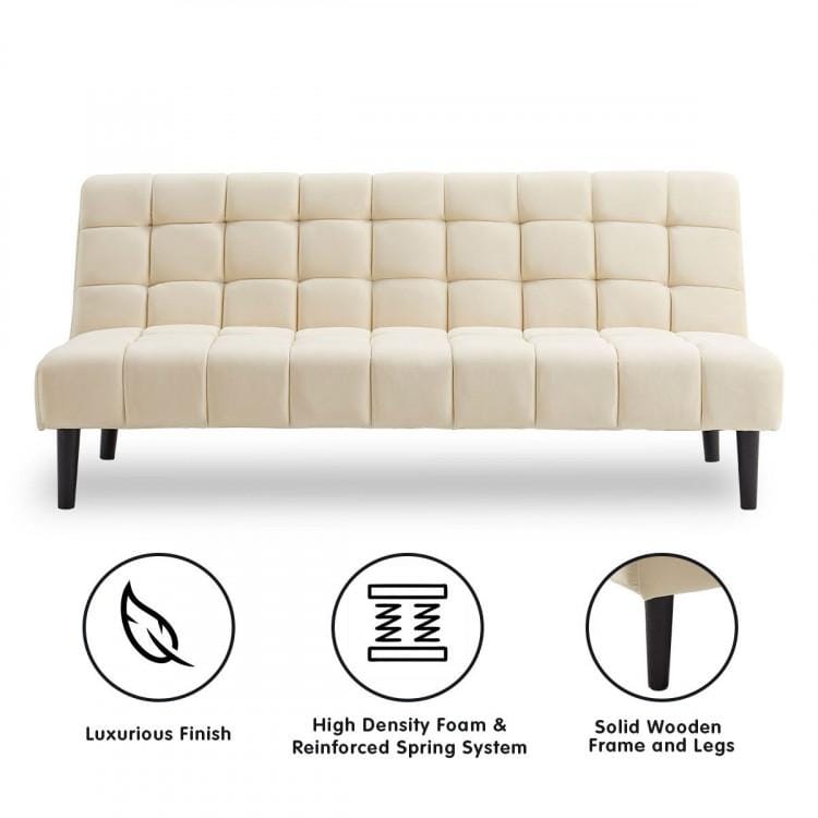 Sarantino Sofa SARANTINO FAUX SUEDE FABRIC SOFA BED FURNITURE LOUNGE SEAT BEIGE