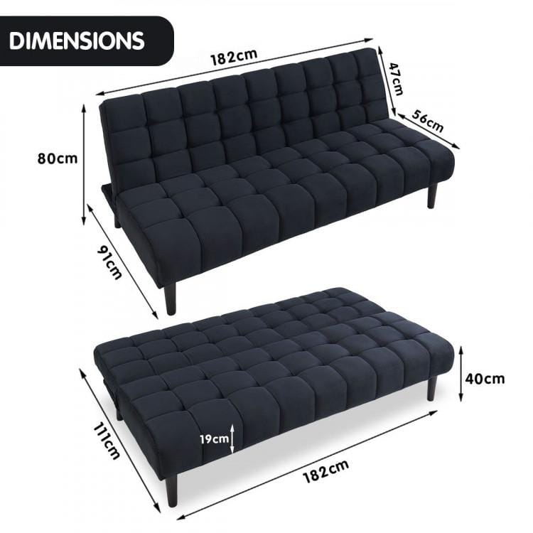 Sarantino Sofa SARANTINO FAUX SUEDE FABRIC SOFA BED FURNITURE LOUNGE SEAT BLACK