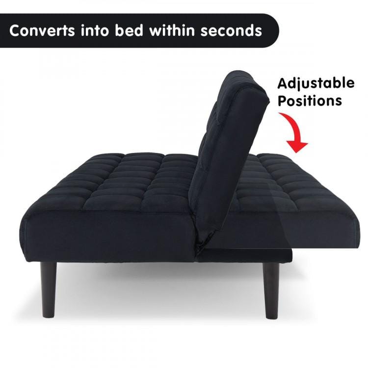 Sarantino Sofa SARANTINO FAUX SUEDE FABRIC SOFA BED FURNITURE LOUNGE SEAT BLACK