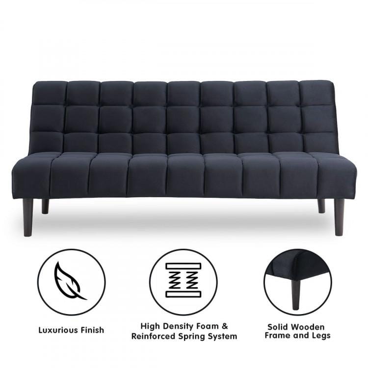 Sarantino Sofa SARANTINO FAUX SUEDE FABRIC SOFA BED FURNITURE LOUNGE SEAT BLACK
