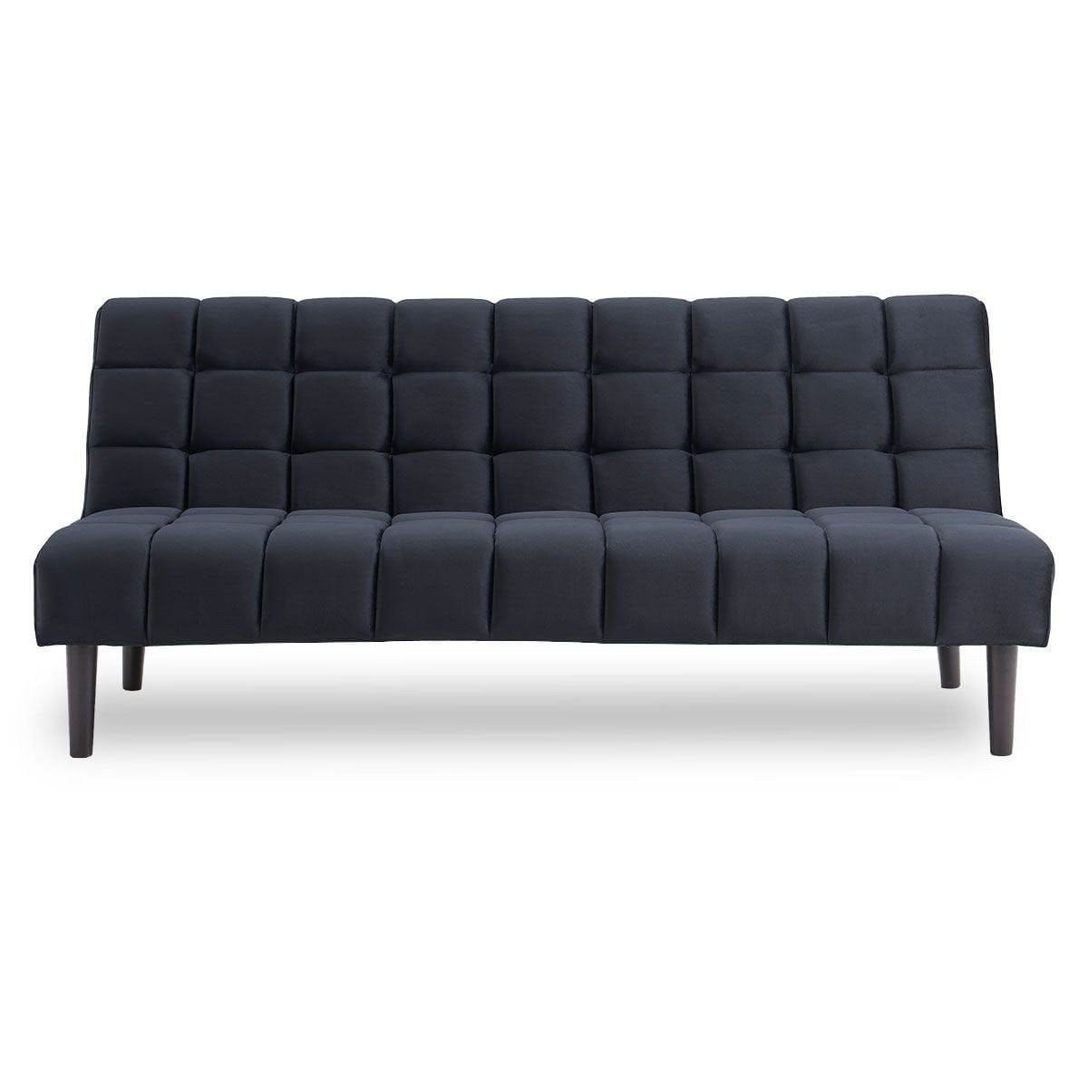 Sarantino Sofa SARANTINO FAUX SUEDE FABRIC SOFA BED FURNITURE LOUNGE SEAT BLACK