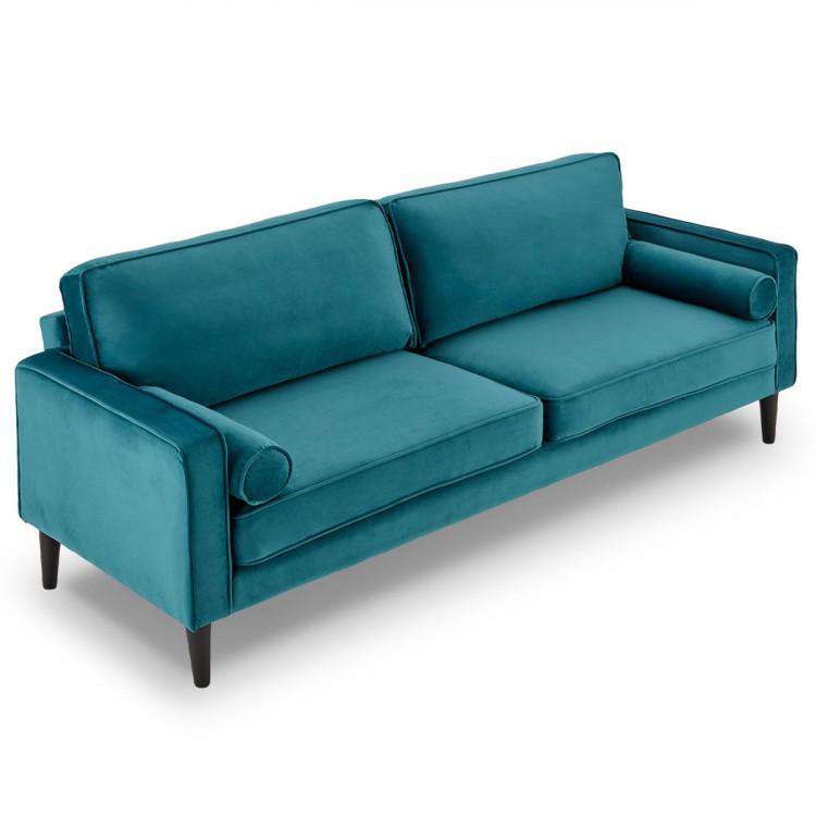Sarantino Sofa SARANTINO FAUX VELVET SOFA BED COUCH FURNITURE LOUNGE SUITE SEAT BLUE