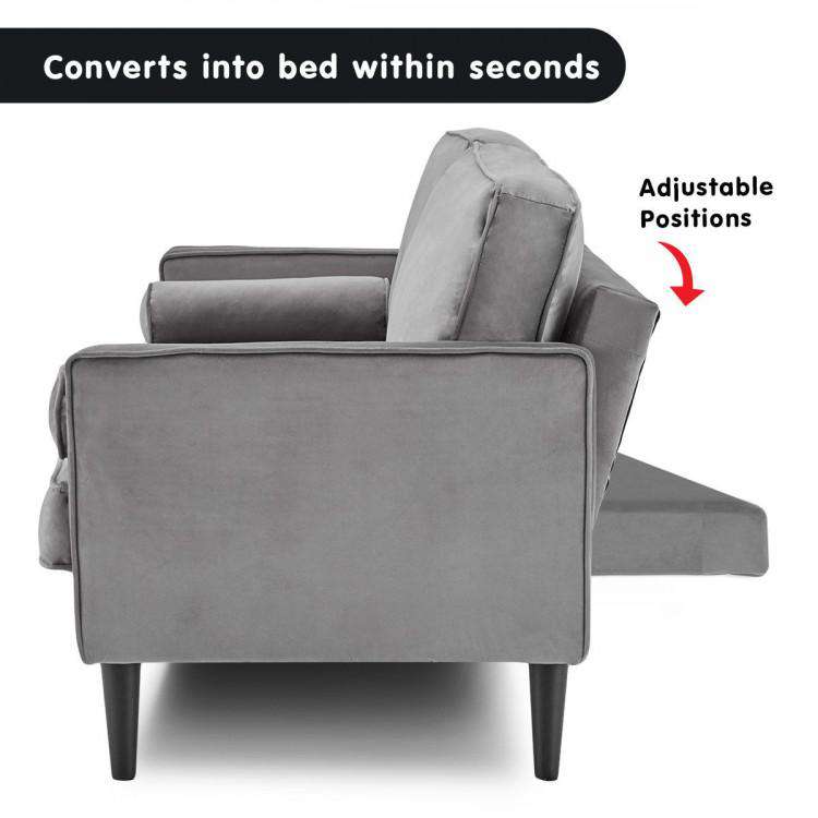 Sarantino Sofa SARANTINO FAUX VELVET SOFA BED COUCH FURNITURE LOUNGE SUITE SEAT GREY