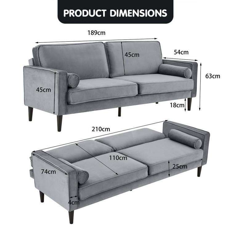 Sarantino Sofa SARANTINO FAUX VELVET SOFA BED COUCH FURNITURE LOUNGE SUITE SEAT GREY