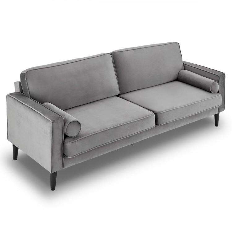 Sarantino Sofa SARANTINO FAUX VELVET SOFA BED COUCH FURNITURE LOUNGE SUITE SEAT GREY