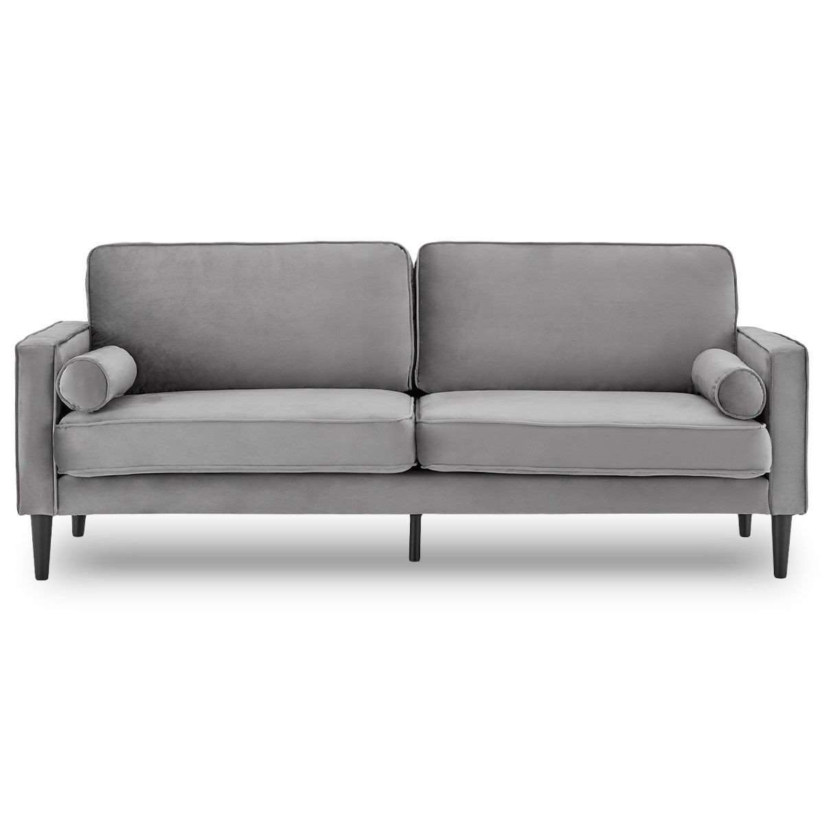 Sarantino Sofa SARANTINO FAUX VELVET SOFA BED COUCH FURNITURE LOUNGE SUITE SEAT GREY