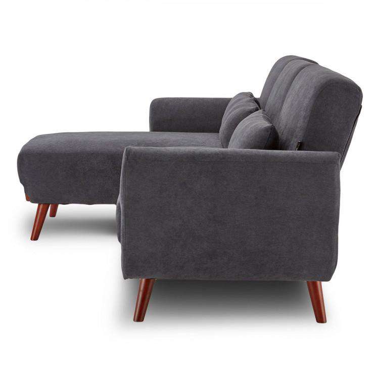 Sarantino Sofa SARANTINO FAUX VELVET SOFA BED COUCH LOUNGE CHAISE CUSHIONS DARK GREY