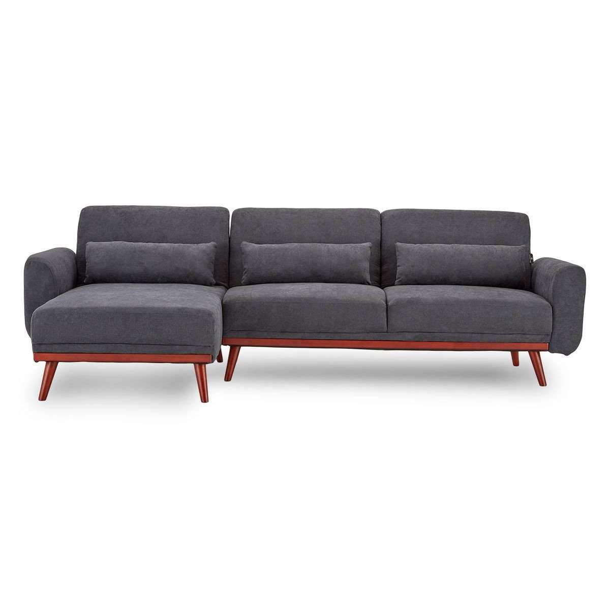 Sarantino Sofa SARANTINO FAUX VELVET SOFA BED COUCH LOUNGE CHAISE CUSHIONS DARK GREY