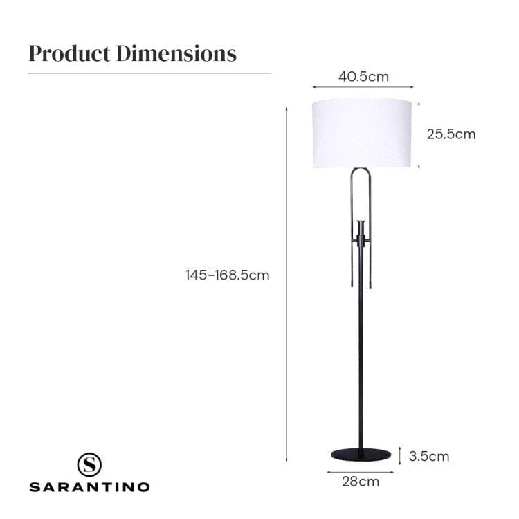 Sarantino Lamp SARANTINO HEIGHT-ADJUSTABLE METAL FLOOR LAMP MATTE BLACK