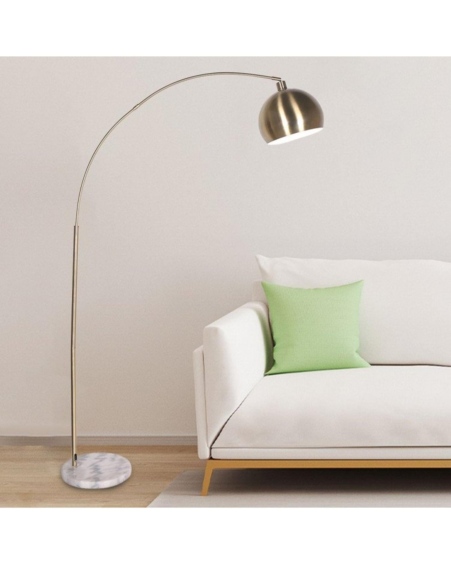 Sarantino Lamp SARANTINO METAL ARC FLOOR LAMP ANTIQUE BRASS WITH MARBLE BASE
