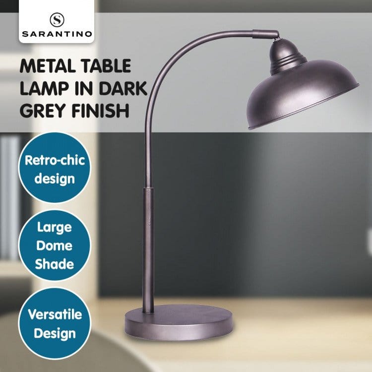 Sarantino Lamp SARANTINO METAL DESK LAMP IN DARK GREY FINISH