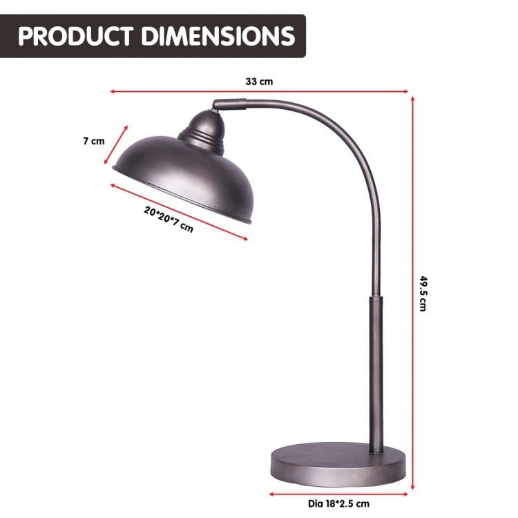 Sarantino Lamp SARANTINO METAL DESK LAMP IN DARK GREY FINISH