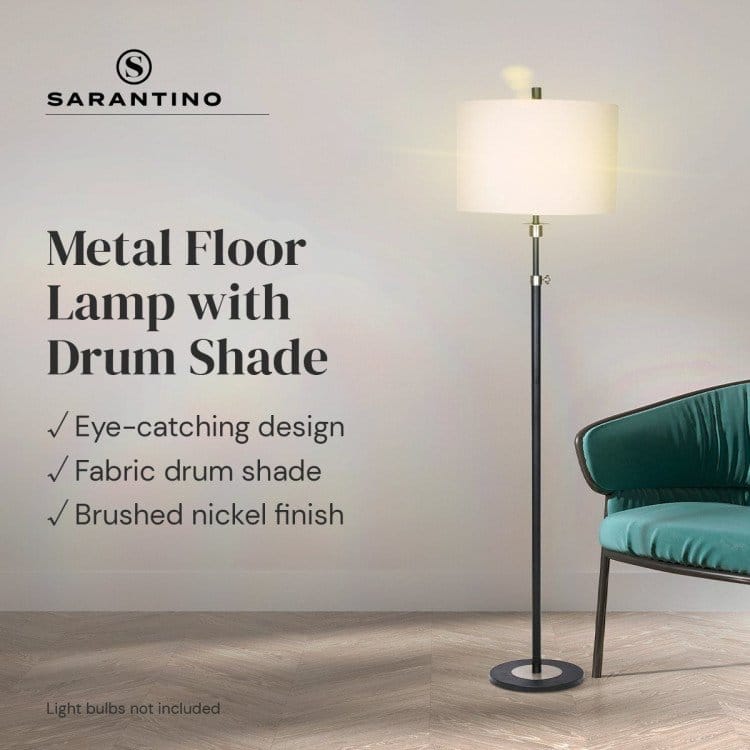 Sarantino Lamp SARANTINO METAL FLOOR LAMP WITH CREAM DRUM SHADE