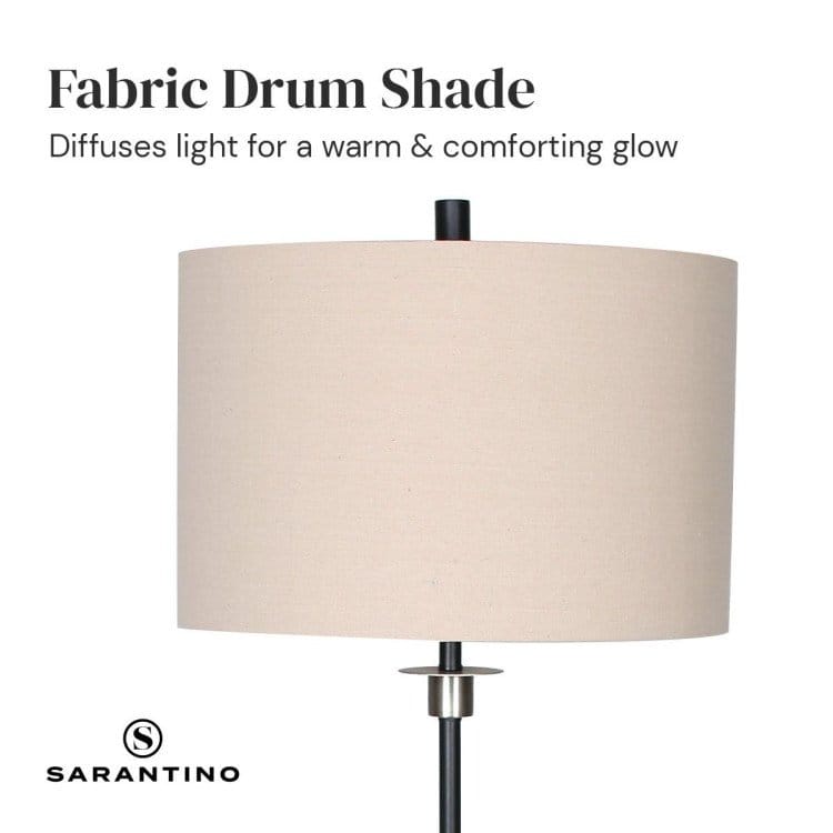 Sarantino Lamp SARANTINO METAL FLOOR LAMP WITH CREAM DRUM SHADE