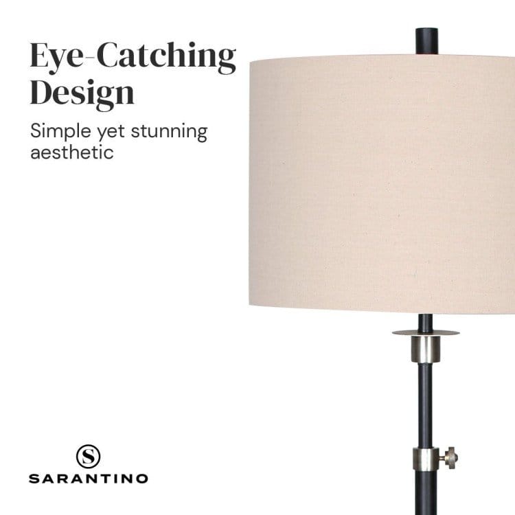Sarantino Lamp SARANTINO METAL FLOOR LAMP WITH CREAM DRUM SHADE