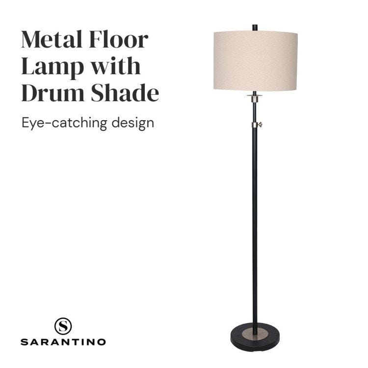 Sarantino Lamp SARANTINO METAL FLOOR LAMP WITH CREAM DRUM SHADE